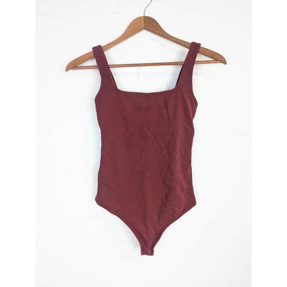 Abercrombie & Fitch Bodysuit Thong Soft AF Collection Rusty Brown Square Neck XS